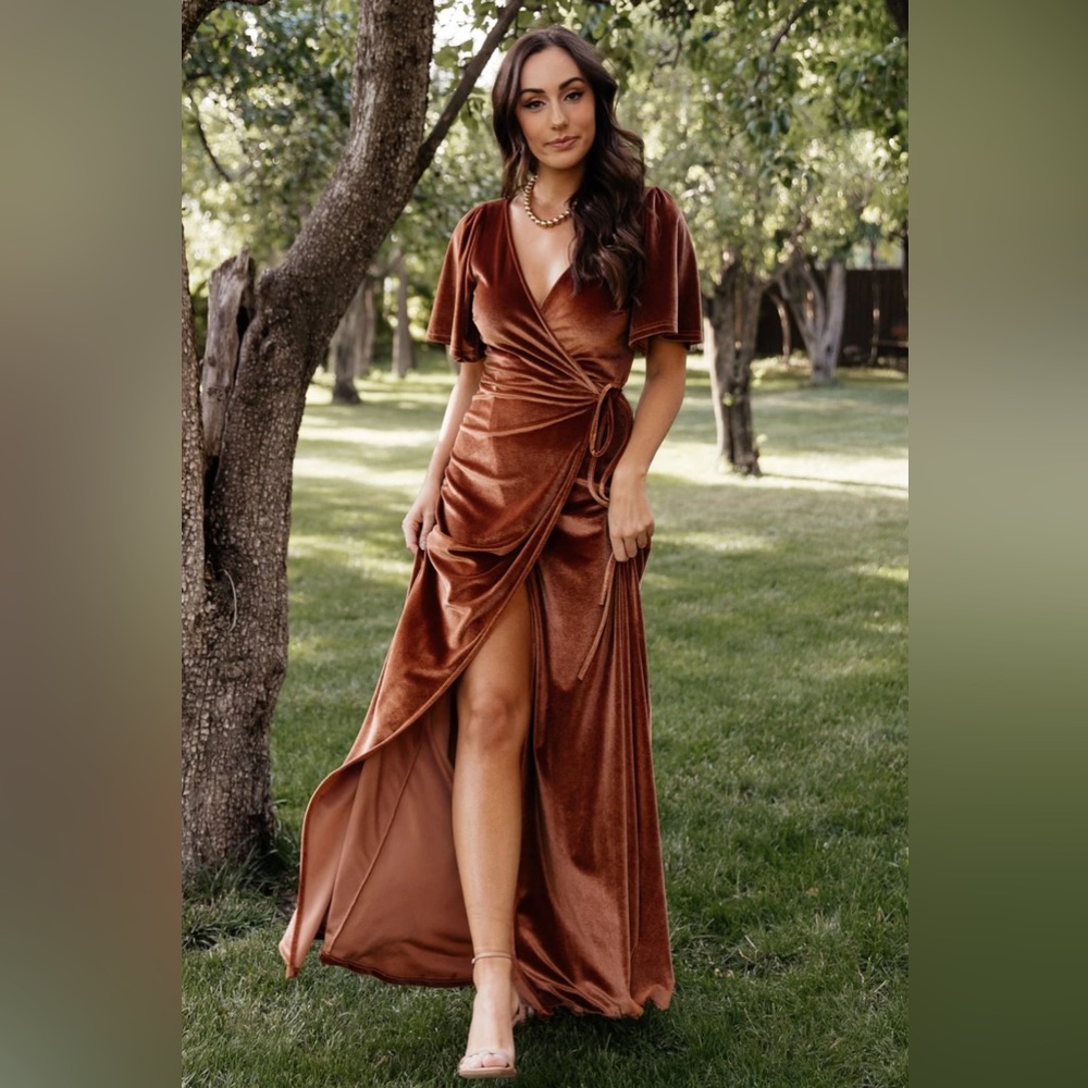 Baltic Born Meghan Velvet Wrap Maxi Dress Spice